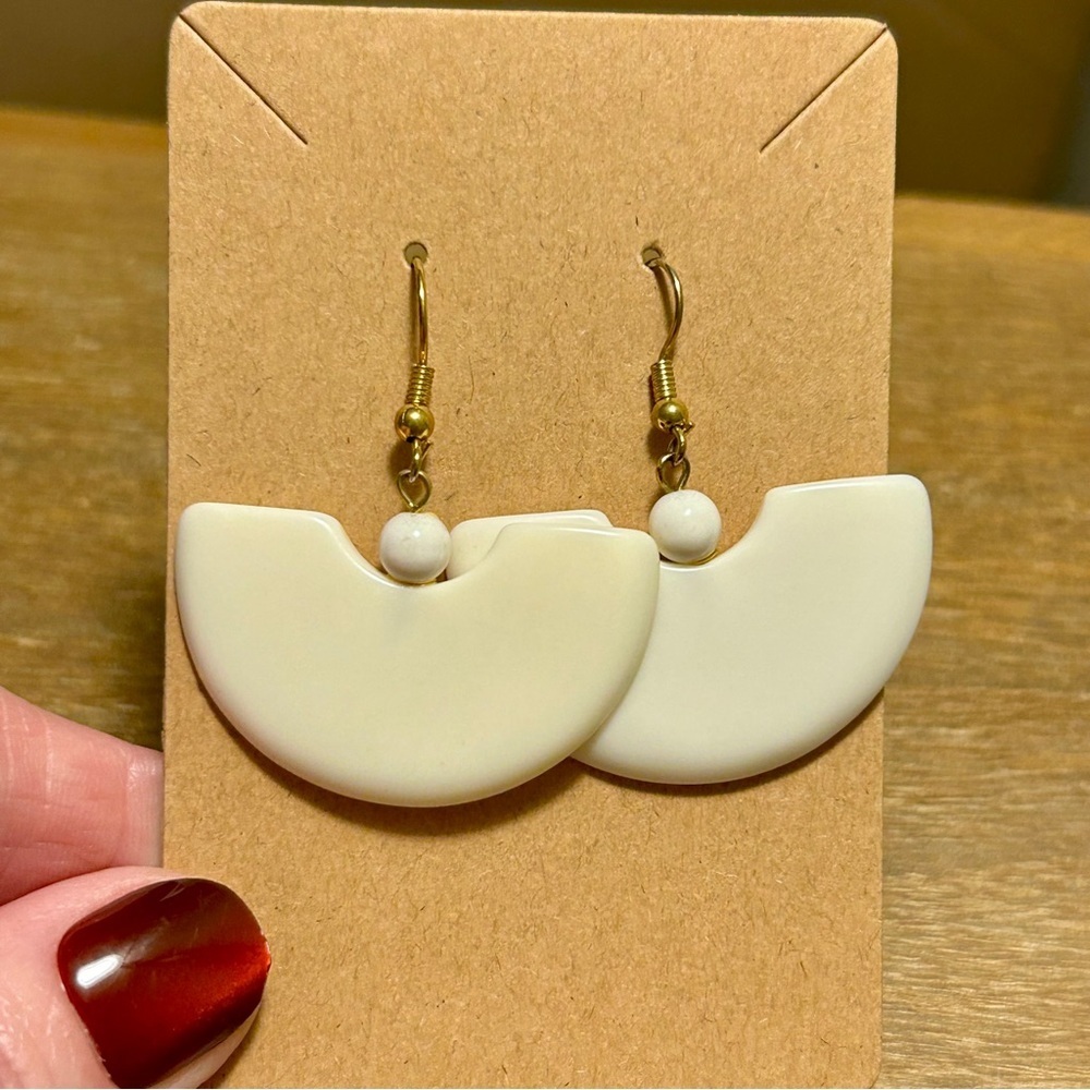 Stylish Cream Crescent Earrings